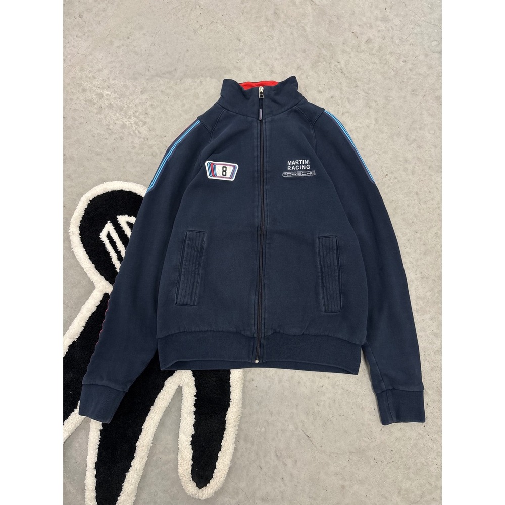 Porsche Martini Racing Track Jacket Navy Blue Full Zip Sweatshirt Medium